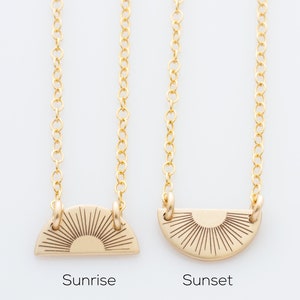 Best Friend Necklace • Mini Sunrise and Sunset Friendship Necklace • Gold Sunrise Necklace • Half Circle Sunset Necklace • Best Friend Gift