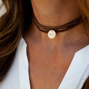 Leather Wrap Boho Choker, Personalized Leather Choker, Leather and Gold Choker, Sterling Silver,Gold Fill,Gift for Her LEILAjewelryshop
