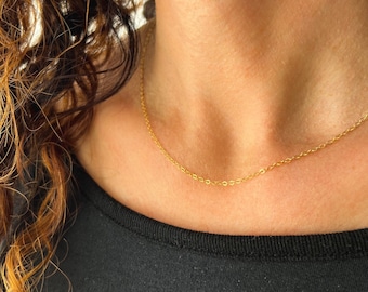 Twinkle Chain - Dainty Simple Gold Chain Choker in 14K Gold Fill or Sterling Silver, Thin Layering Chain, Waterproof Chain, Christmas Gift