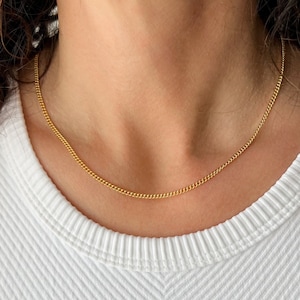 Curb Chain Necklace in 14K Gold Fill or Sterling Silver, Choker Layering Chain, Everyday Chain, Chain For Add on Charm Necklace, Waterproof image 1