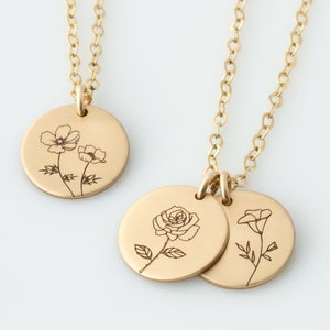 Mutter Tochter Halskette - Mütter Halskette - Geschenk für Mama - Weihnachtsgeschenk für Oma - Geburt Blumen Halskette - Nana Geschenk - Rose - Mohn