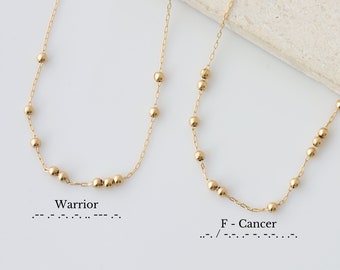 F Cancer Morse Code Necklace - Warrior Necklace - Hidden Message Morse Code Necklace - Secret Message Necklace - Cancer Survivor Necklace