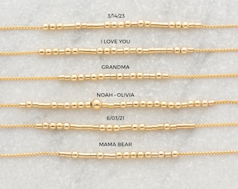Personalized Necklace with Name, Date, or Hidden Message in Morse Code, Custom Best Friend Gift, Golden Morse Code Necklace