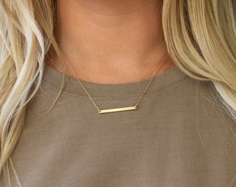 Thin Bar Necklace, Mom Necklace, Date Necklace, Name Necklace, Minimal Bar Necklace, Initials Birthdate Necklace, Silver, Gold, Gift for Her