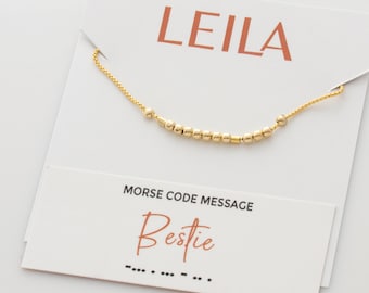 Bestie - Hidden Morse Code Message Necklace, Friendship Necklace, Bestie Necklace, Best Friend or Sister Gift, Dainty Beaded Necklace