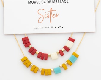 Sister Gift Morse Code Necklace, Gift for Sister, Morse Code for Sister Birthday