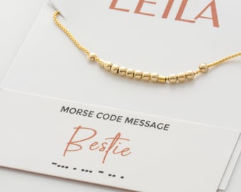 Bestie - Hidden Morse Code Message Bracelet, Friendship Bracelet, Bestie Bracelet, Best Friend or Sister Gift, Minimalist Beaded Bracelet