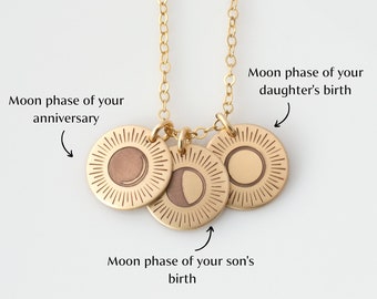 Moon Necklace, Custom Personalized Moon Phase Necklace, Zodiac