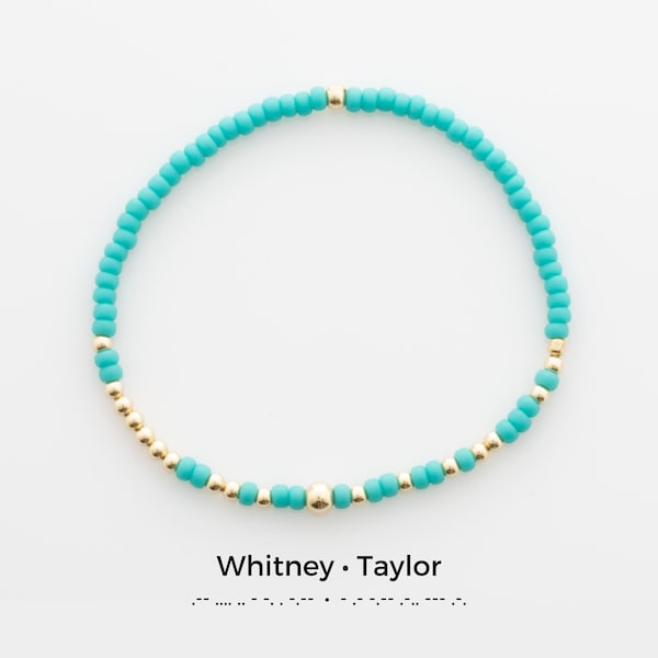 Pulsera personalizada con código Morse, pulsera de cuentas con mensaje oculto, pulsera para combinar con otras, pulsera elástica apilable, regalo de cumpleaños para ella