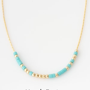 Morse Code Necklace, Dainty Necklace with Tiny Beads, Morse Code Jewelry, New Mom Necklace, Mothers Day Gift for Her, LEILAJewelryShop