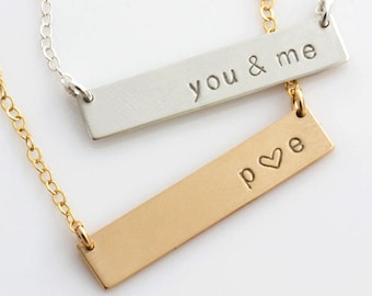 Personalized Bar Necklace, Personalized Nameplate Necklace, Gold Bar Necklace for Her, Gift for Her, Gold Silver Bar, LEILAjewelryshop, N220