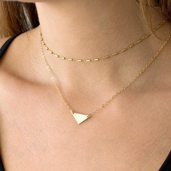 Initial Necklace, Triangle Necklace, Personalized Initial Necklace, Triangle Charm Necklace, Dainty Necklace, Wedding Gift, Bridesmaid Gift