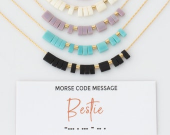 Best Friend Gift, Morse Code Necklace, Bestie Friendship Necklace in Gold Filled or Sterling Silver