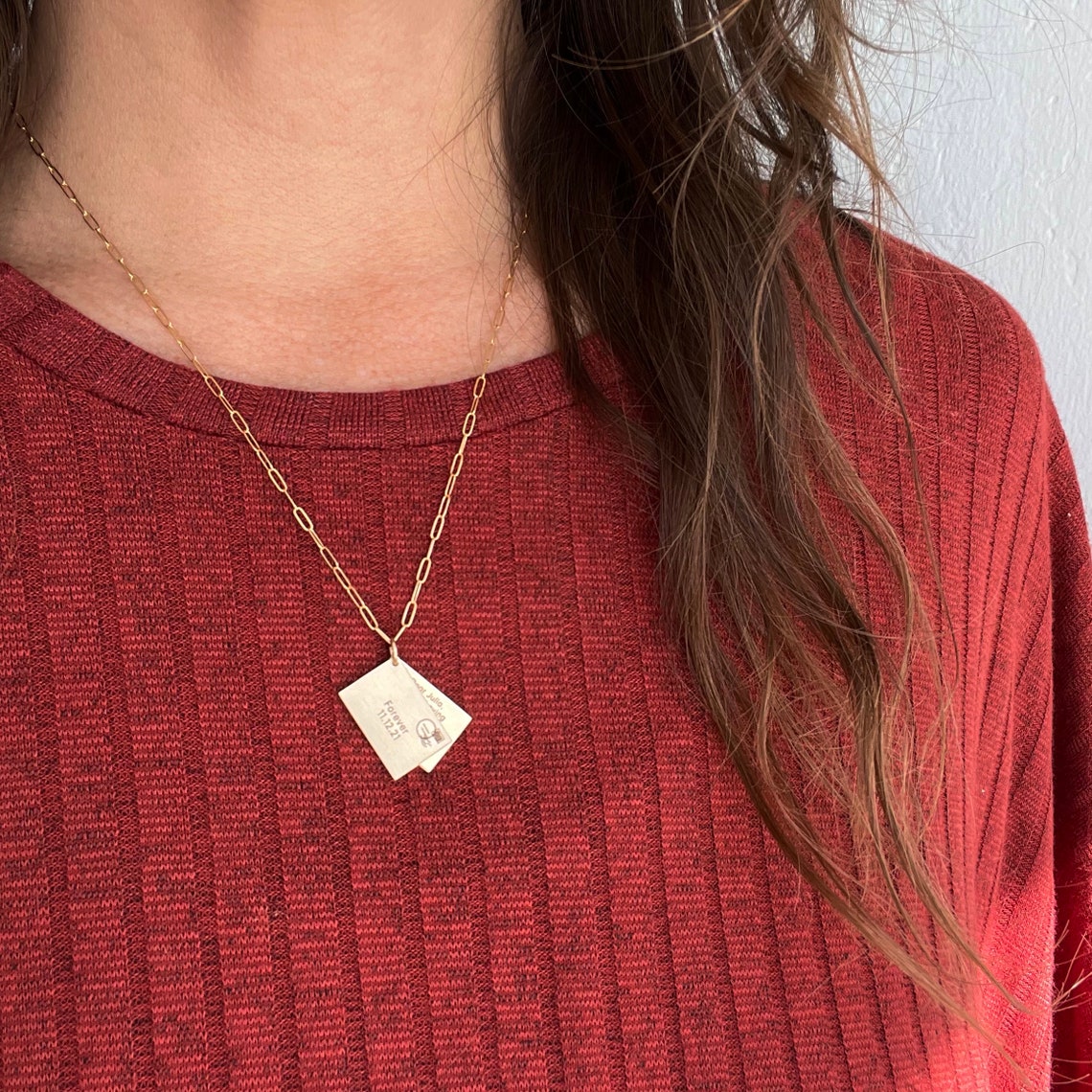Personalized Love Letter Necklace Postcard Necklace Hidden Etsy