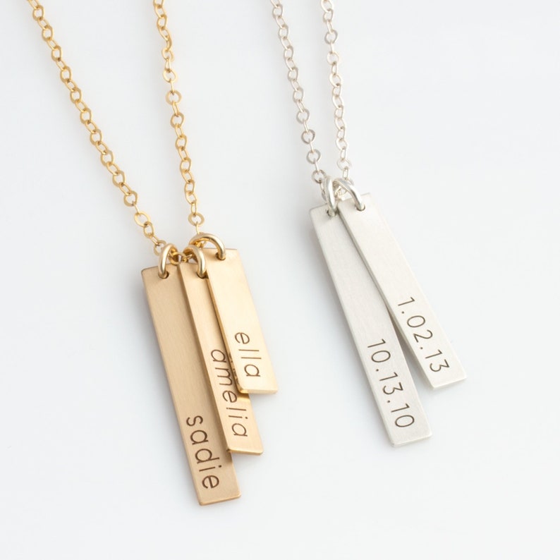 Personalized Mom Necklace Birthdate Necklace Kids Name image 1