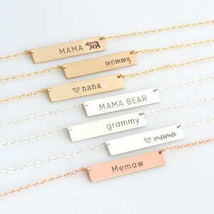 Mother's Day Gift/Custom Necklace For Mom/Mama Bear Necklace/Nana Necklace Gift, Mommy Necklace Gift/Grammy/Memaw/Personalized Bar Necklace image 3