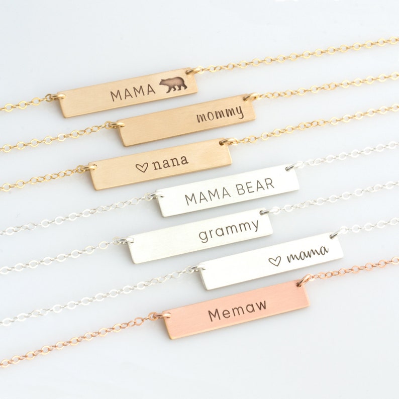 Mother's Day Gift/Custom Necklace For Mom/Mama Bear Necklace/Nana Necklace Gift, Mommy Necklace Gift/Grammy/Memaw/Personalized Bar Necklace image 3