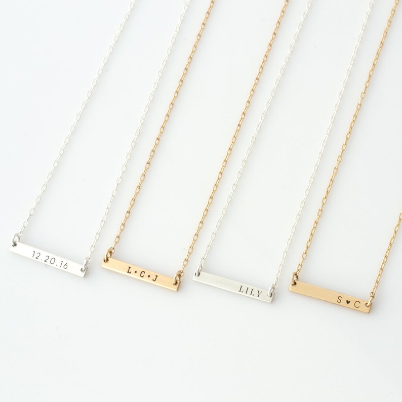 Name Necklace, Small Bar Necklace, Mom Necklace, Dainty Layering Necklace, Minimal Bar Necklace, Thin Bar Necklace, Gift for Her image 7