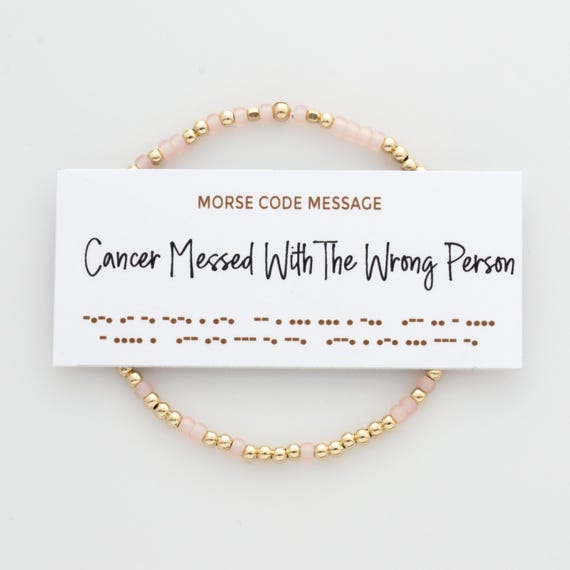 Cancer Messed With The Wrong Person Morse Code Bracelet, Hidden Message Beaded Bracelet, Recovery Gift, Support Gift for Friend
