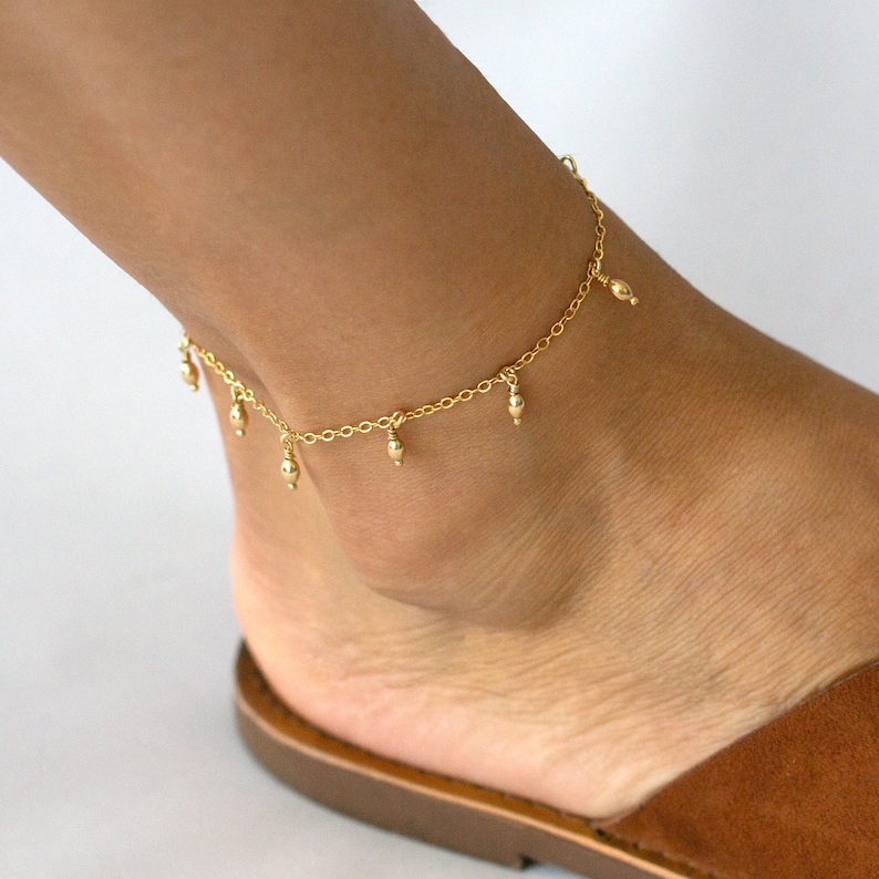 Ankle Bracelet, Waterproof Anklet, Anklet for Women, Dainty Chain Anklet, Delicate Anklet for Women, Satellite Anklet, Beaded Anklet image 4