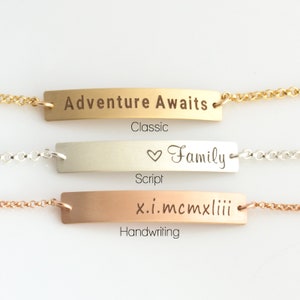 Nameplate Bracelet, Gold Bar Bracelet, Personalized Bar Bracelet, Gold Fill, Sterling Silver, Rose Gold, Wedding Gift, Gifts for Her image 4