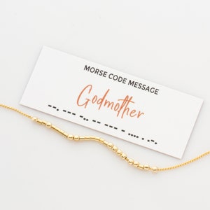 Marraine en code Morse sur carte imprimée, collier pour marraine, collier marraine, collier de perles minimaliste, baptême, cadeau catholique