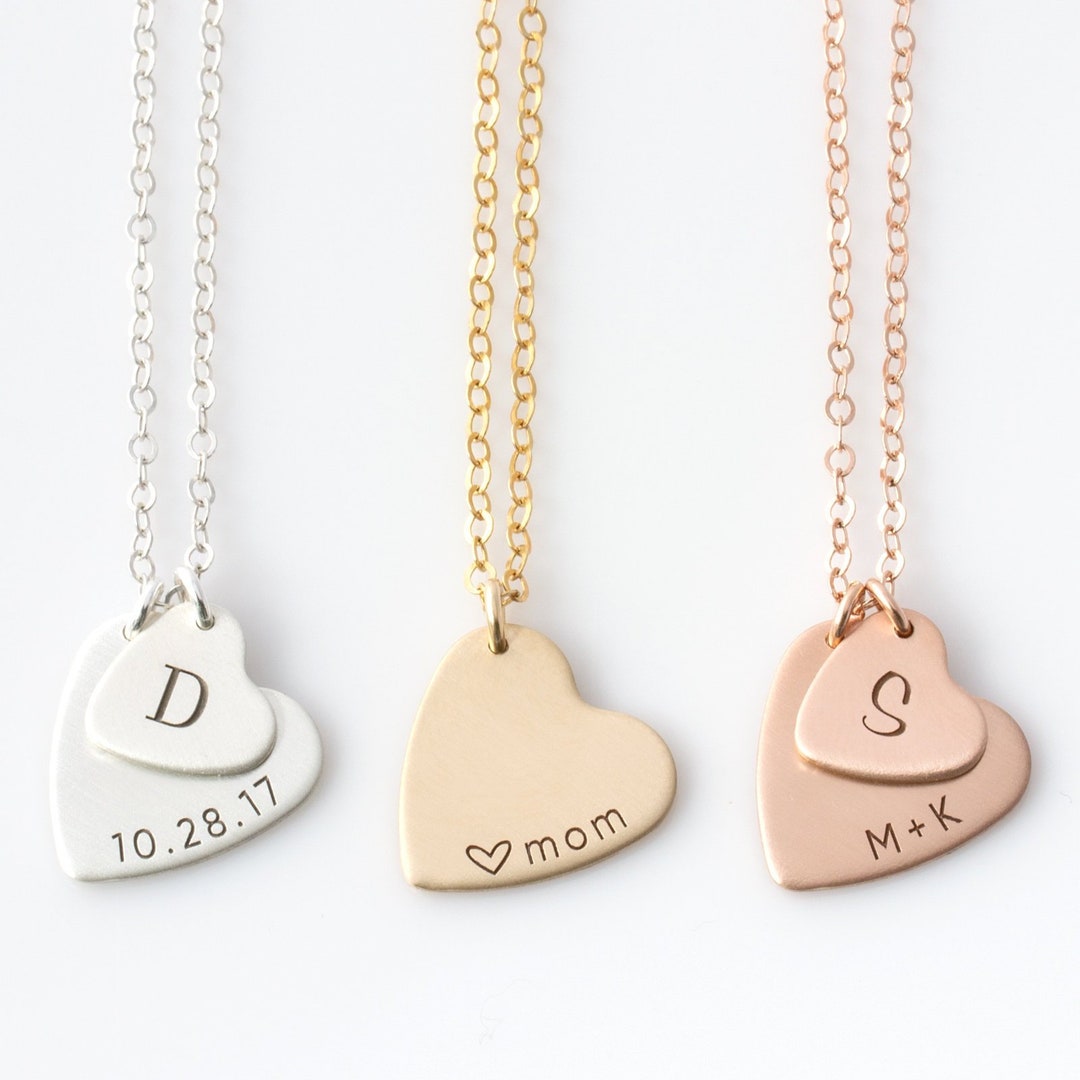 Mother's Day Heart Necklace, Mom Necklace Kids Initials, New Mom