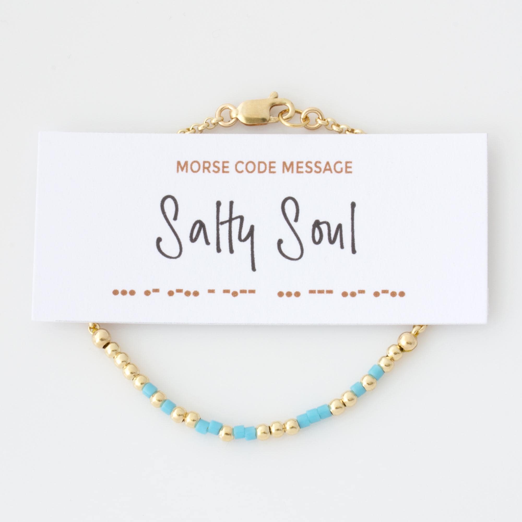 Salty Soul Morse Code Bracelet, Beach Lover Gift, Waterproof Jewelry, Coastal Vibes Bracelet, Hidden Message for Ocean Girl or Surfer Babe