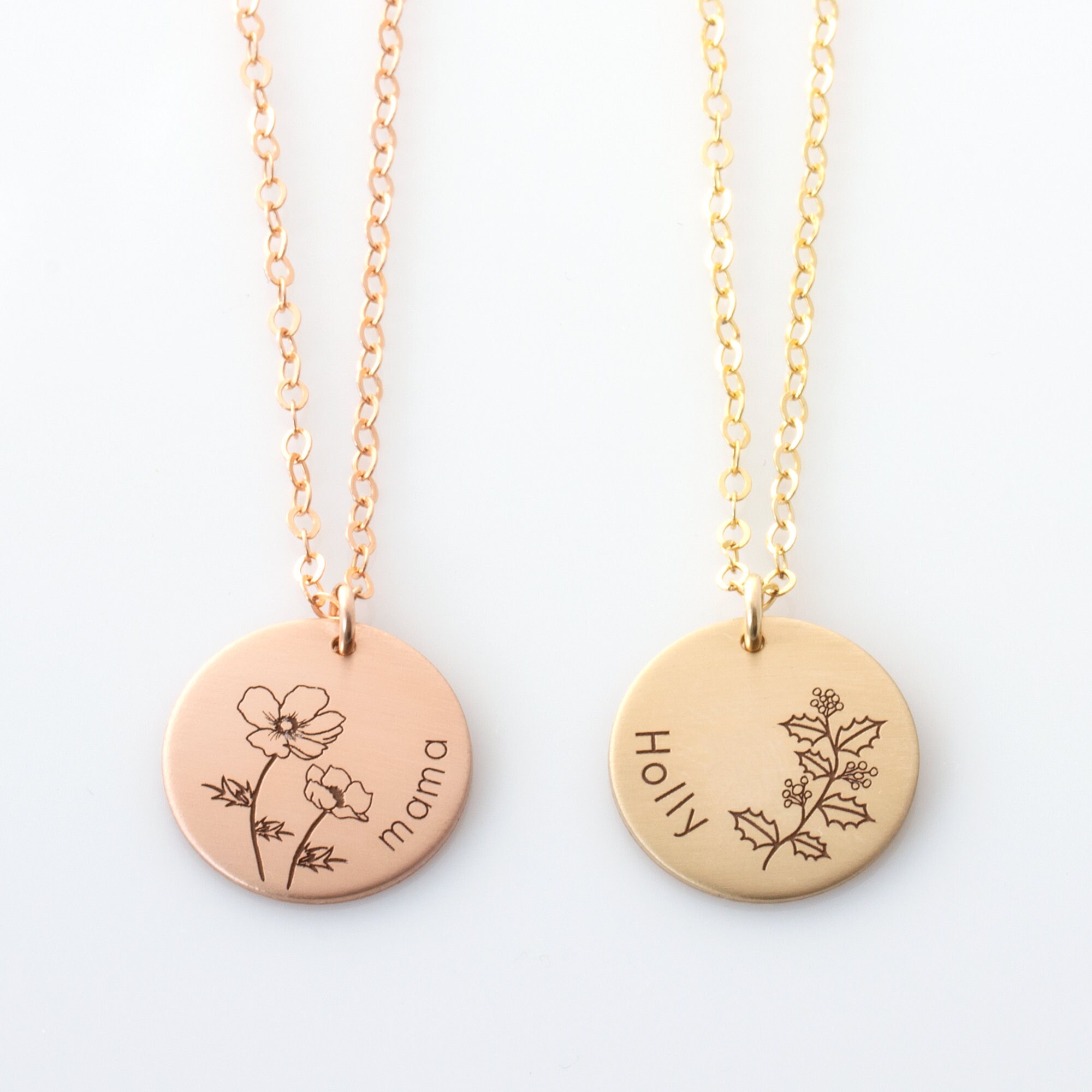 Personalized Birth Flower Necklace 