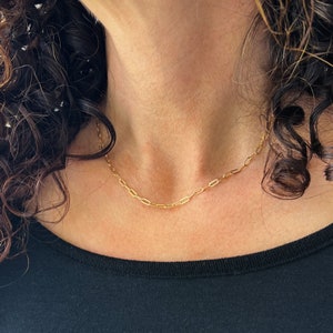 Paperclip Chain Necklace, Medium Link Chain, Rectangle Link Necklace, Layering Necklaces, Silver Paperclip Necklace, Gift for Her