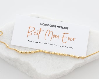 Best Mom Ever Bracelet, New Mom Gift, Morse Code Bracelet, Gift For Her, 14k Gold Filled or Sterling Silver