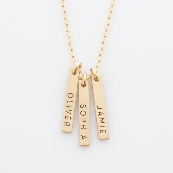 Bar Necklace Mothers Necklaces With Names Engraved Vertical Bar