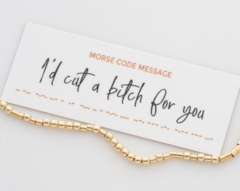 I'd Cut a Bitch for You Hidden Morse Code Message Necklace, Sister Gift, Unique Birthday Gift for Friend, Funny Friends Forever Gift