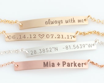 Engraved Bracelet, Personalized Bracelet, Skinny Bar Bracelet, Gold Silver Bar Bracelet , Bridesmaid Gift for Her, Mom Gift,Stamped Bracelet