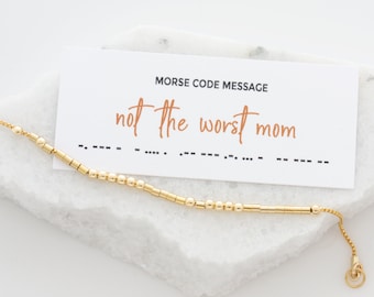 Not The Worst Mom Morse Code Bracelet, Mother's Day Gift for Mom, Humorous Gift for Mom, Gift for Friend, LEILAJewelryShop