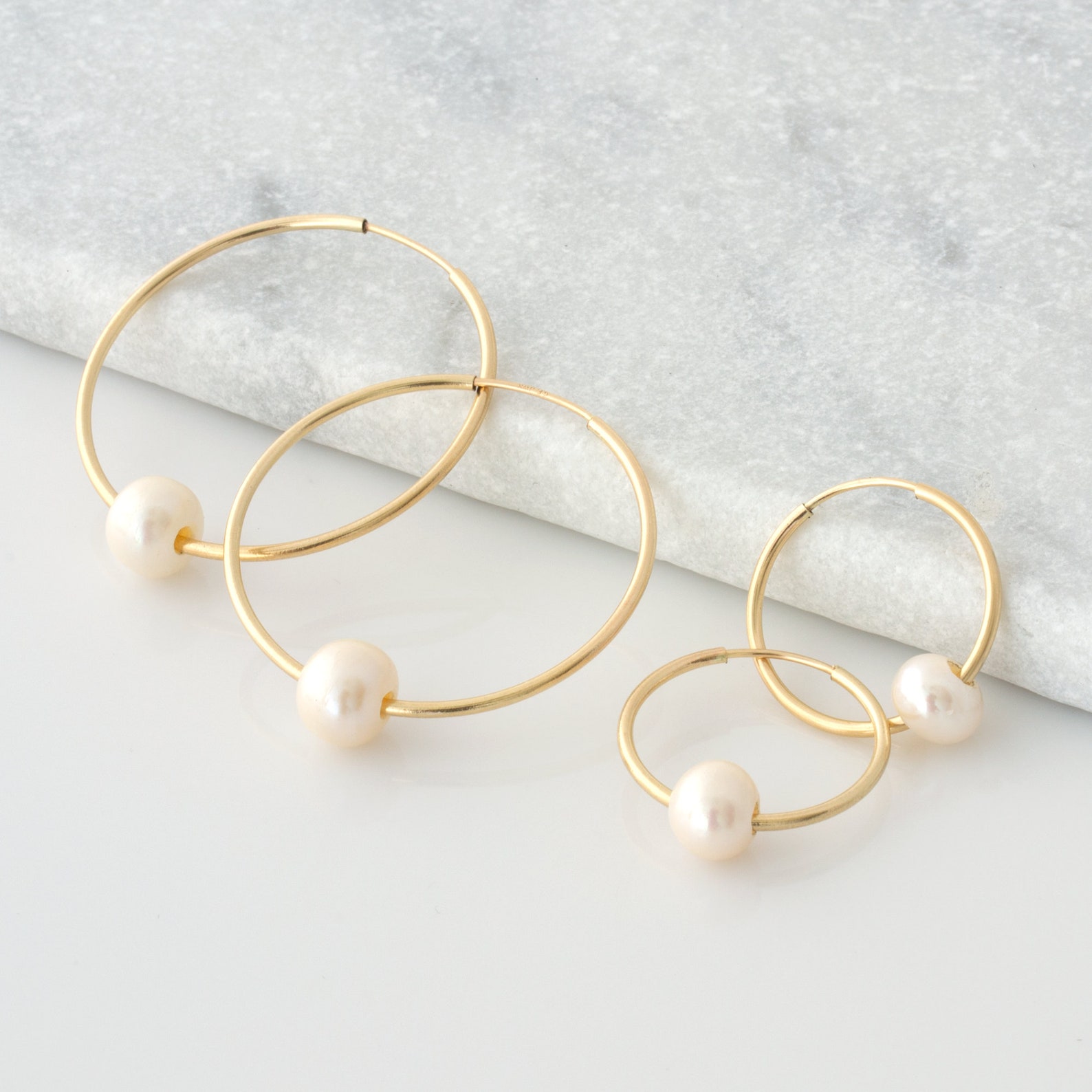 Pearl Hoop Earrings 14k Gold Filled Pearl Earrings Sterling | Etsy