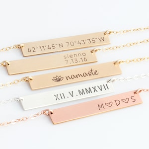 Bar Necklace Personalized Name Plate , Gold Bar Necklace, Gold Name Necklace, Name Bar Necklace, Gift for Her, Gold, Silver,LEILAjewelryshop image 1