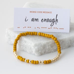 Ich bin genug - Bubble Morse Code Perlenarmband, Stretch Armband, Motivation Schmuck, Ermutigung Geschenk, Erinnerung Armband, Freund Geschenk