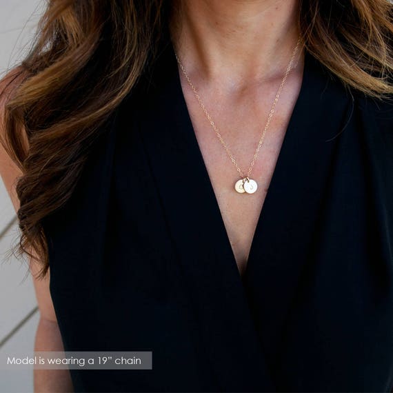 Small disc store initial necklace