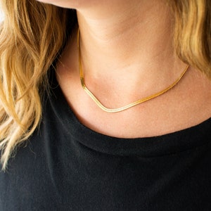 Thick Gold Chain, Herringbone Chain Necklace, 14K Gold Fill Thick Chain Necklace, Gold Snake Chain, Thick Layering Necklace, Gift for Her image 4