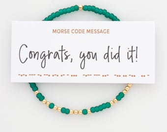 Grad Gifts, Class of 2026 College Graduation Gift For Her, High School Graduation, Congrats You Did It Morse Code Bead Bracelet