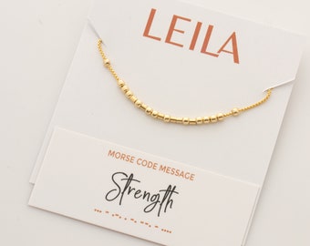 Morse-Code Halskette, versteckte Nachricht Halskette, Ermutigung, Motivation, Krebs Unterstützung, Brustkrebs Geschenk, Freundschaft