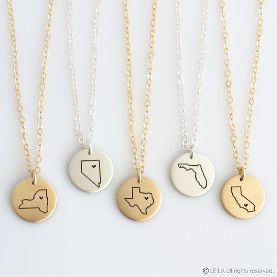State Necklace State Love Necklace Personalized State Necklace