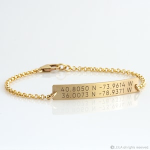 Custom Coordinates Bar Bracelet, Latitude Longitude Bracelet, Personalized Bar Bracelet, Moving Away Gift, Bridesmaid Gift, Gifts for Her