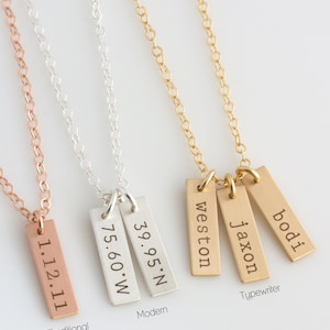 Vertical Bar Necklace/New Mom Necklace/Name Bar Necklace/Kids Names Necklace for mom/Gifts for Mom/Personalized Mothers Day Gift/Mini Tag/V3 image 3