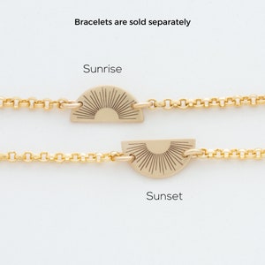 Best Friend Bracelet Mini Sunrise and Sunset Friendship Bracelet Gold Sunrise Bracelet Half Circle Sunset Bracelet Best Friend Gift image 3
