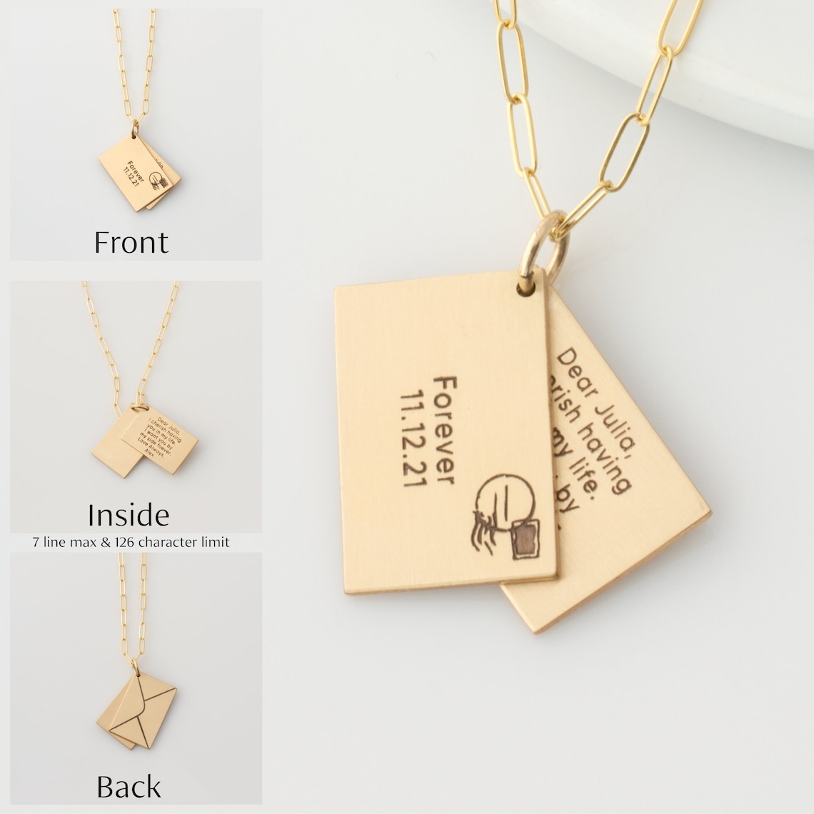 Personalized Love Letter Necklace Postcard Necklace Hidden Etsy