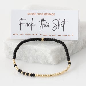 Fuck This Shit Morse Code Bracelet, Beaded Bracelet, Hidden Message of Encouragement, Motivation, Cancer Support, Gift for Friend
