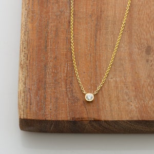 14k solid gold birthstone necklace