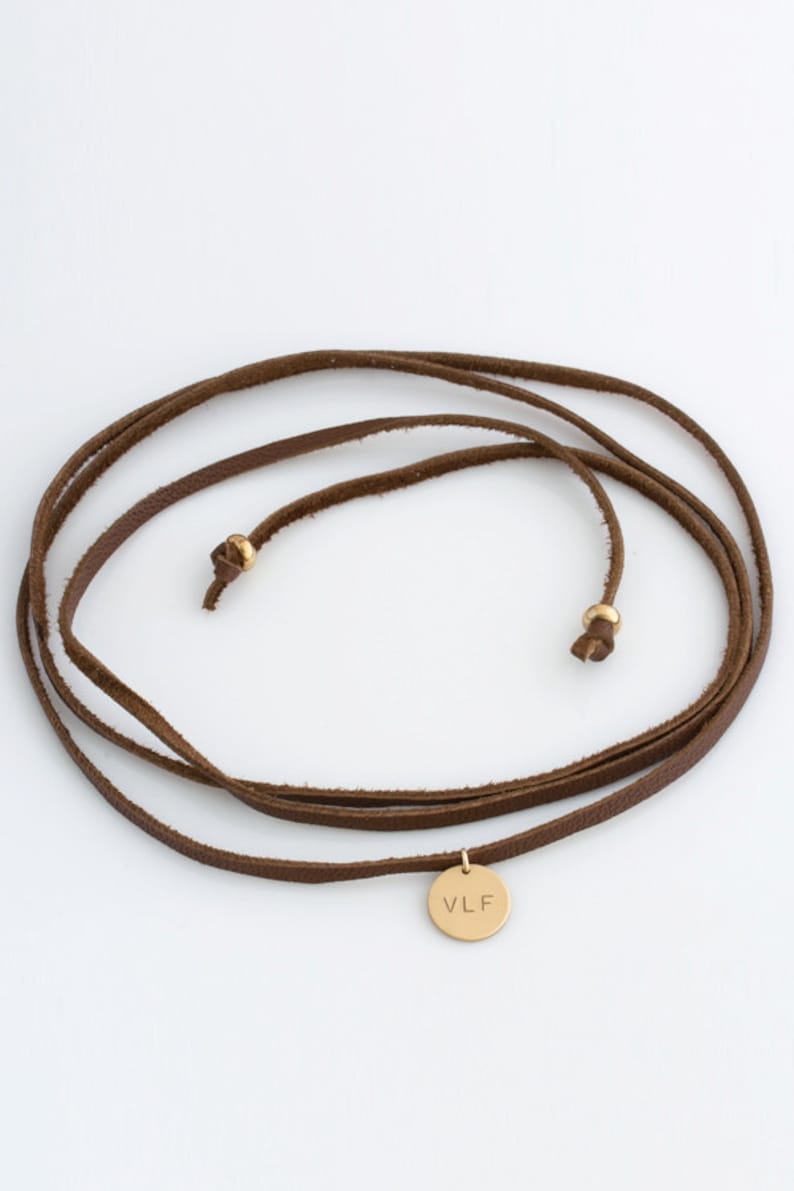 Personalized Leather Choker Leather and Gold Choker Leather Wrap Boho Choker Sterling Silver,Gold Fill,Gift for Her LEILAjewelryshop,N236